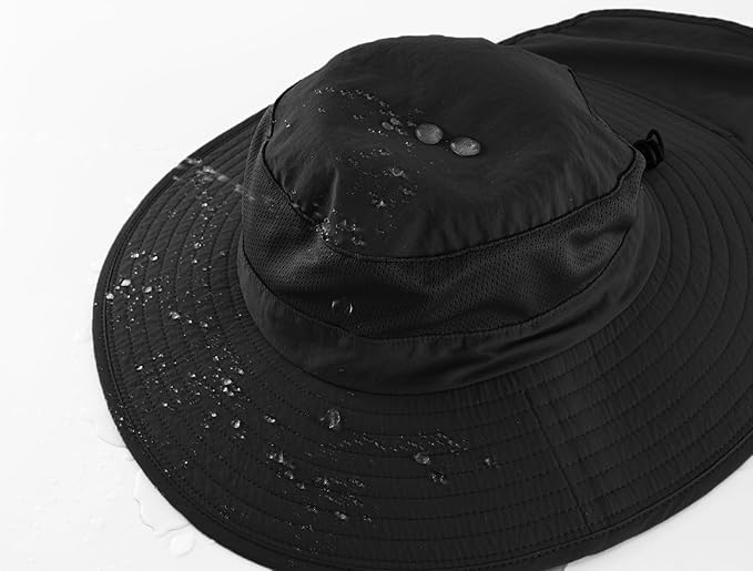 Home Prefer Outdoor UPF50+ Mesh Sun Hat Wide Brim Fishing Hat with Neck Flap Sun Hat for Men Women