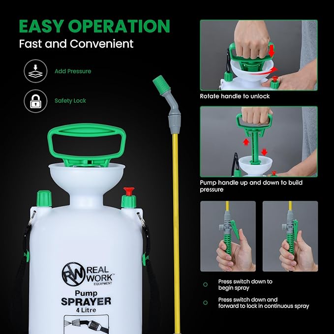 REALWORK 1-Gallon Handheld Tank Sprayer with Easy-Carry Shoulder Strap for Lawn, Garden, Yard, in Translucent White