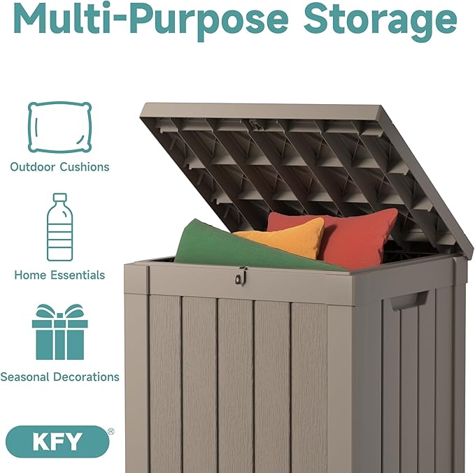 50 Gallon Waterproof Resin Deck Box, UV Resistant Outdoor Storage for Garden, Patio, Porch, Delivery, Grey