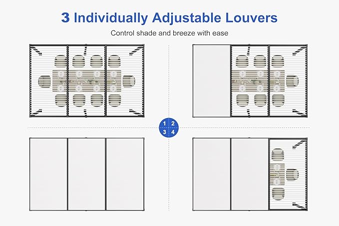 PURPLE LEAF Louvered Pergola 11' x 21' Outdoor Aluminum Pergola with White Adjustable Rainproof Roof Grey Frame Hardtop Gazebo for Patio Deck Garden
