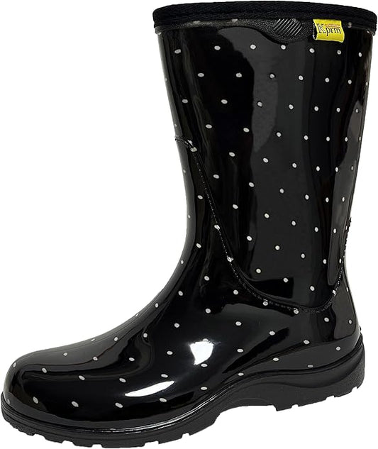 Women's Rain Boots Waterproof Mid Calf Rubber Garden Boots for Women Outdoor Mud Work with Comfort Insole