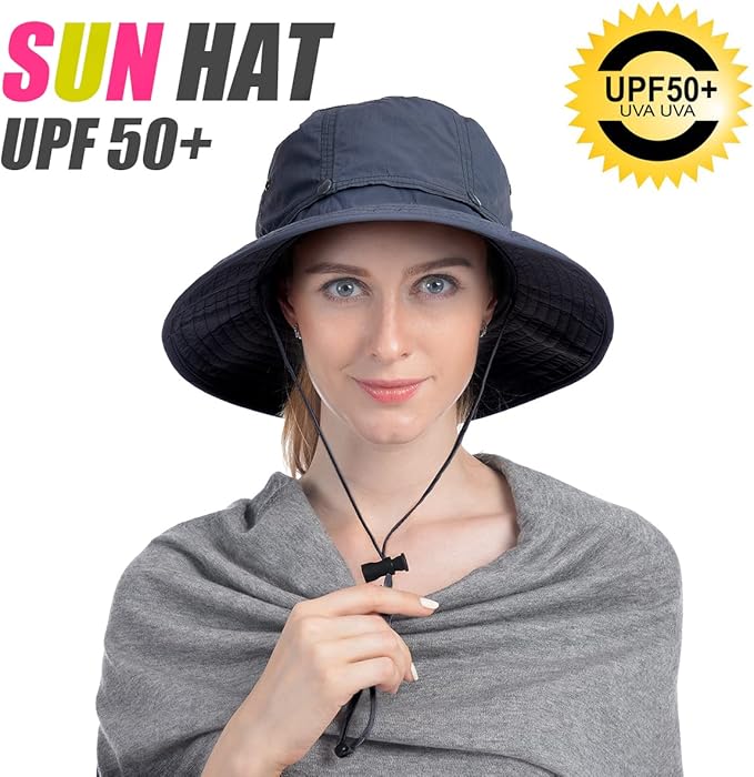 USHAKE Head Net Hat, Safari Hat Sun Hat Bucket Hat with Hidden Net Mesh