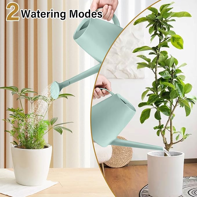 Plastic Watering Can - for Home Plant Garden - 1/2 Gallon - Green