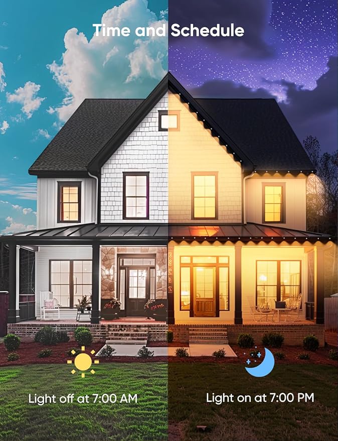 Permanent Outdoor Lights 100ft,RGBW Eaves Light with 72 LED Lights,111+ Scenes Modes Outdoor Lighting, Waterproof Permanent Light for Daily Holiday Halloween Decorations, Compatible with Alexa,Black