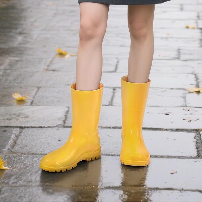 Asgard Women's Mid Calf Rain Boots Printed Waterproof Rubber Boots Short Garden Shose