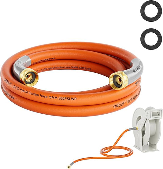 SPECILITE Garden Water Hose 10 ft x 3/4 in with Female to Female Connector, Small Leader Hose for Hose Reel, Heavy Duty, Flexible & Lightweight, Water Pipe, Outdoor Water Hose Extension Adapter