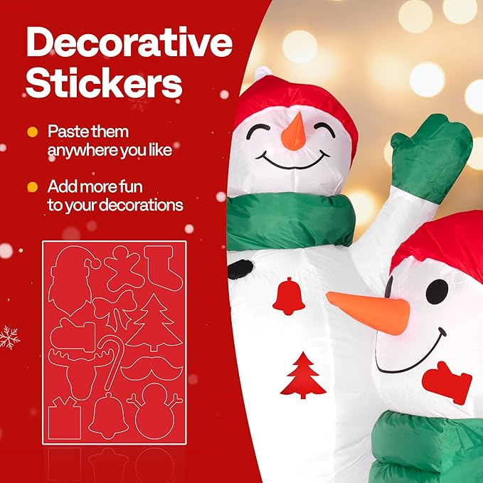 VIVOHOME 6FT Christmas Inflatable Outdoor Decoration, Snowman Family Hug, Navidad Blow Up Yard Decor with Built-in LED Light for Lawn, Garden, Party