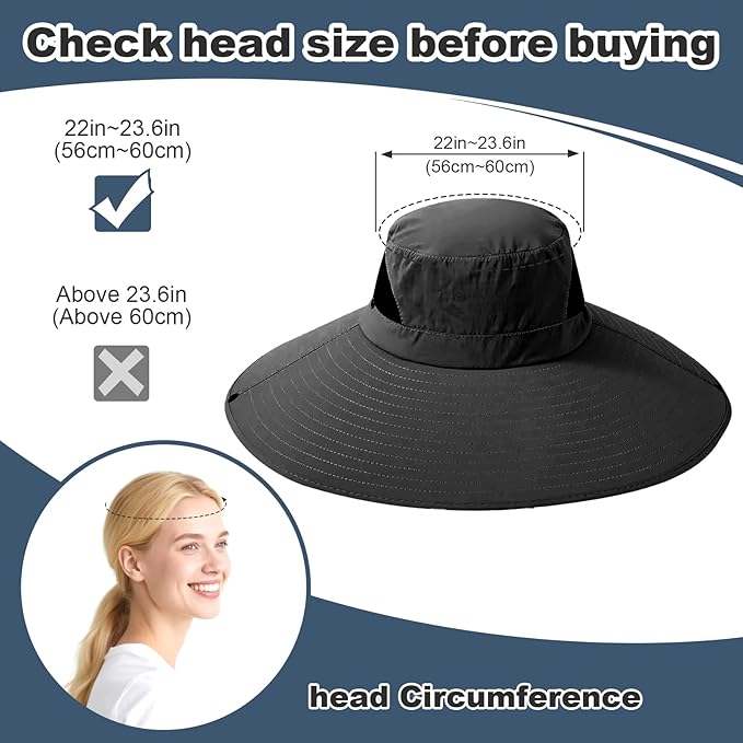 Super Wide Brim Fishing Hat for Men and Women,UPF50+ Waterproof Bucket Hat for Fishing, Hiking, Camping