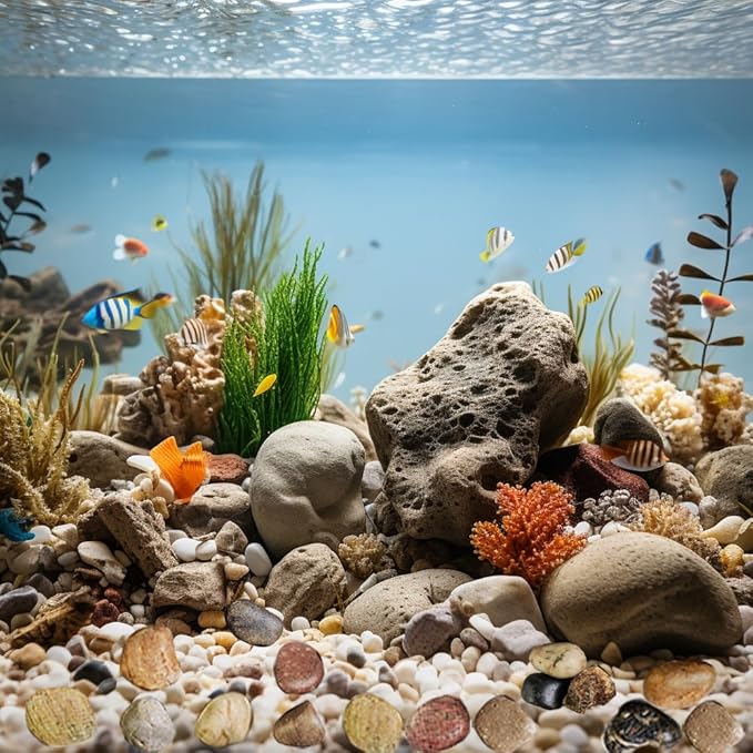 HappyFiller Natural Pebbles Polished Rocks Stones Mixed Color for Aquarium Gravel,Fish Turtle Tank,Outdoor Indoor Plants Top Dressing,Garden Landscaping,Home Vase Filler Decoration,18 LB