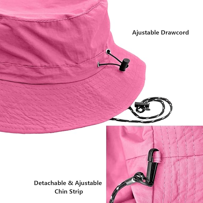 woogwin Waterproof Bucket Rain Hat with Chin Strap Quick Dry Packable Boonie Sun Hat Safari Hat UV Protection