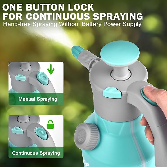 Garden Hand Pump Sprayer 1/2 Gallon Pump,68 Oz Handheld Pressure Sprayer with Safety Valve,Adjustable Nozzle,360° Extended Spray Rod,Ideal for Plants Watering, Fertilizing,Cleaning