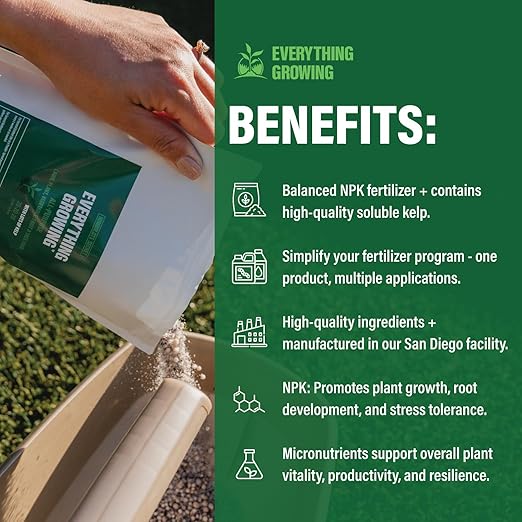 Humboldts Secret Everything Growing Plant Food 20-20-20 Plant Fertilizer - Balanced Blend of Nitrogen, Phosphorus, Potassium, and Kelp - for Lawns, Gardens, Fruit Trees and House Plants (5 lb)