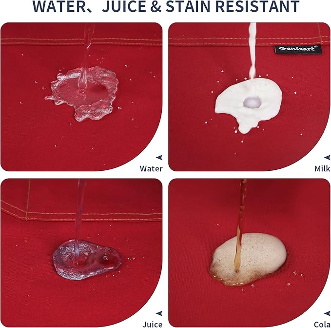 Genixart Chef Apron for Men Women with Gift Box Pack, Cross Back Apron with Pockets for Kitchen Cooking Baking Artist Painting, Cotton Canvas Work Aprons for Shop, Garden, Restaurant, Cafe (Red)