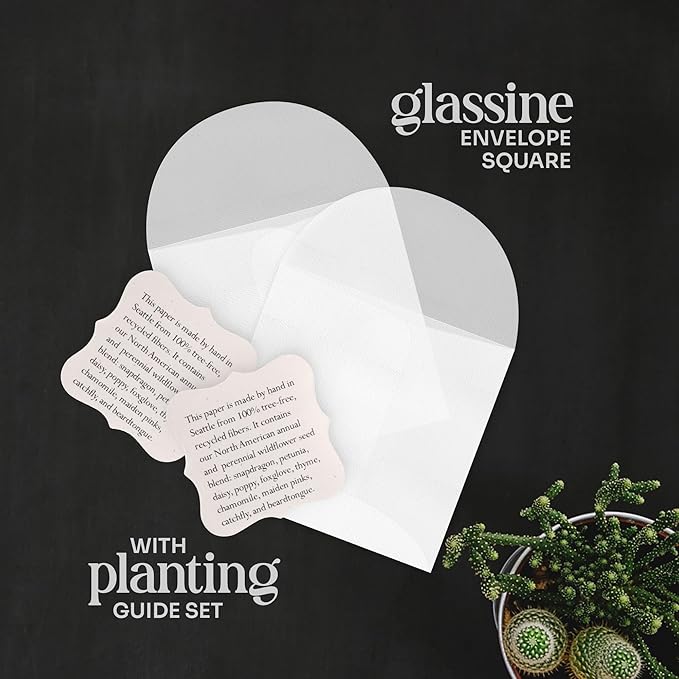 Wildflower Seed Paper - Set of 24 Mixed Heart-Shaped with Envelopes and Planting Instruction, Writable & Plantable Gift for Moms and Plant Lovers, Ideal for Wedding, Memorial, Baby Showers
