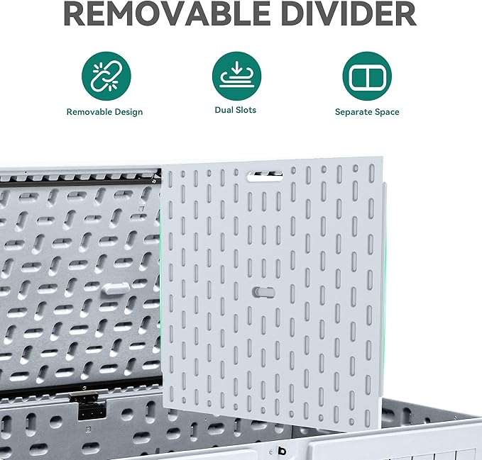 YITAHOME 200 Gallon Extra Large Deck Box, Double-Wall Resin Outdoor Storage Box with Flexible Divider for Patio Cushions Pool Supplies Garden Tools, 990 lbs Load Capacity, Lockable (White)