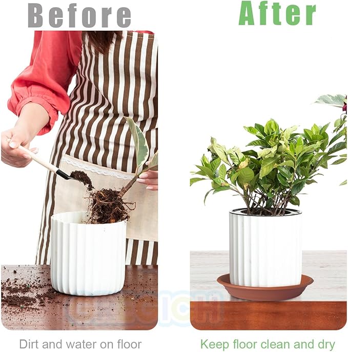 5.8 inch (4.5" at Base) Plastic Plant Saucer Pack of 6, Small Plant Saucers for Indoors, Thick Heavy Durable Plant Pots Saucers Plant Drip Trays for Pots Planter Saucers for Outdoors