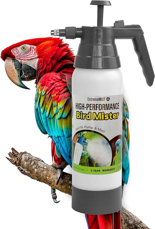 ExtremeMIST High-Performance Bird Sprayer | Ultrafine Avian Pump Mister | Handheld Pet Bird Bath Mister | Adjustable Nozzle | Bird Cage Cleaner | Perfect for Macaws, Cockatiels, Parrots & More - 20oz