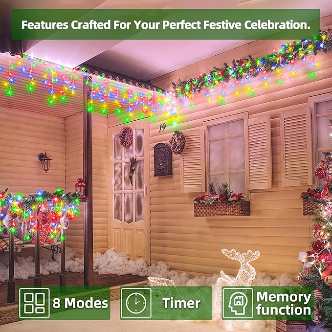 1620 LED Christmas Lights with 360 Drops,164ft 8 Modes Fairy Hanging String Lights with Timer Waterproof, Plug-in Hanging String Lights for Outdoor Holiday Wedding Party Christmas Decor (Multicolor)