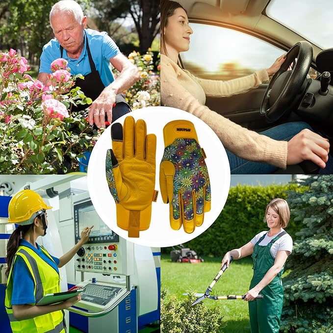 Thorn Proof&Puncture Resistant Gardening Gloves with Grip,Garden Glove for Women, Leather Yard Work Gifts