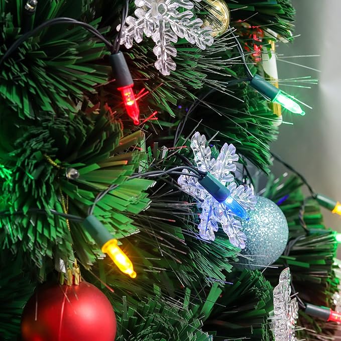 WATERGLIDE 50 LED Outdoor Christmas Lights, 16 FT Battery Operated Mini String Lights with 8 Modes & Timer, Xmas Tree Lights Waterproof for Patio Garden Party Wedding Holiday Decor, Multicolor