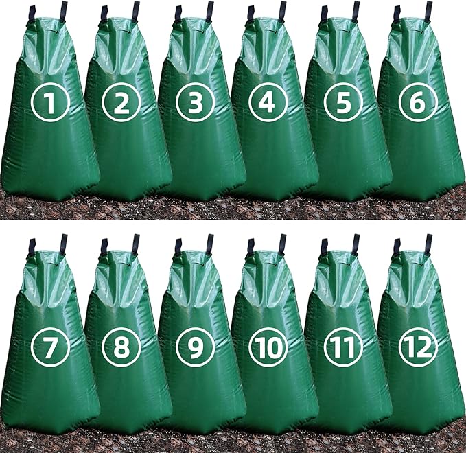 12 Pack 20 Gallon Tree Watering Bags, Reusable, Heavy Duty, Slow Release Water Bags for Trees, Premium PVC Tree Drip Irrigation Bags