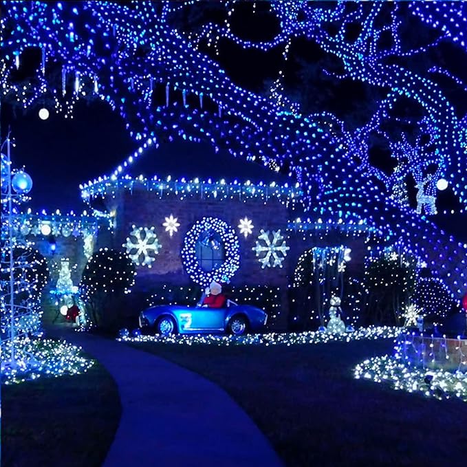 TW SHINE Blue Christmas Lights, 1000 LED 328FT Christmas String Lights Plug in with 8 Modes, Remote Waterproof Xmas Lights Outdoor Indoor Decorations for Party Yard Decor