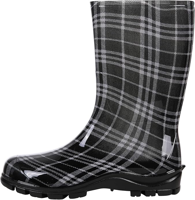 Asgard Women's Mid Calf Rain Boots Printed Waterproof Rubber Boots Short Garden Shose