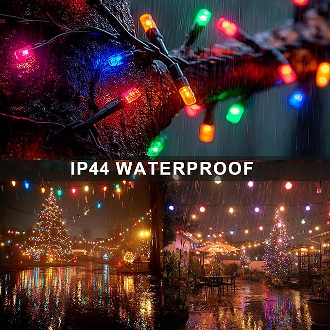 Dazzle Bright Christmas String Lights, 600 LED 196 FT Waterproof Green Wire String Lights with 8 Lighting Modes Timer, Christmas Decoration Outdoor for Party Yard Garden Xmas Tree Decor, Multi-colored