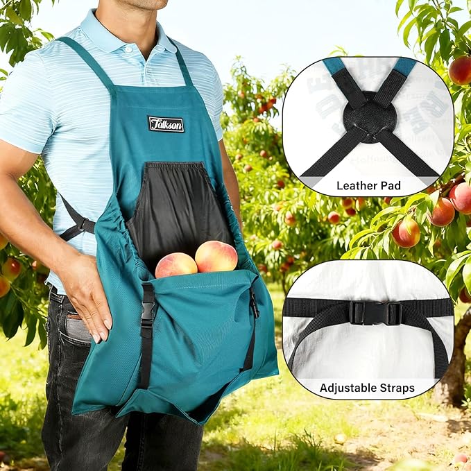 Gardening Apron, Garden Apron with Quick Release Pockets,Water Resistant Oxford with Adjustment Cross Strap,Farm Work