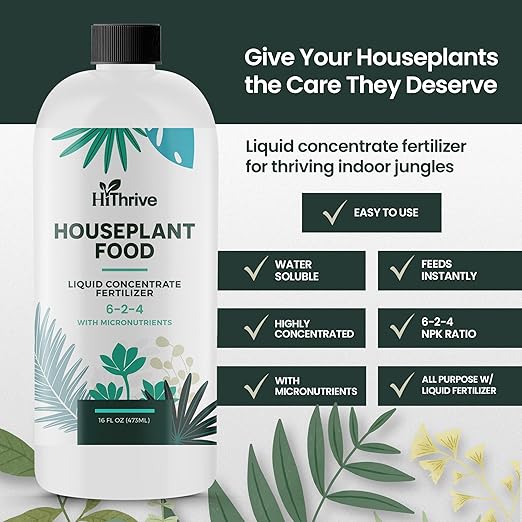 16oz Houseplant Fertilizer, All Purpose Indoor Plant Food - Makes 87+ Gallons, Plant Food for Houseplants - Fiddle Leaf Fig Tree, Pothos & More, 6-2-4 NPK, Concentrated Fertilizer for Indoor Plants