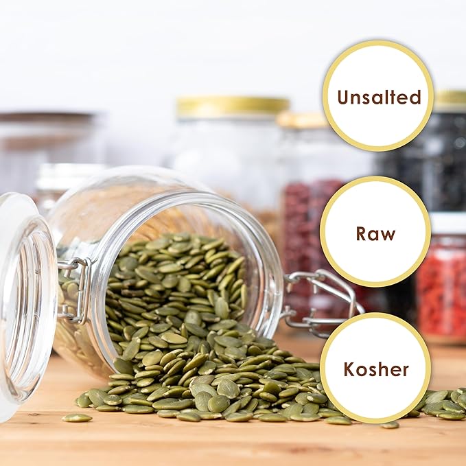 Raw Pumpkin Seeds Pepitas Unsalted - 5 Pounds | Healthy Snack for Keto, Vegan, & Paleo Diets | Compare to Organic Pumpkin Seeds | Kosher Certified | Perfect for Salads, Baking, Smoothies & Cooking Recipes | Jaybee's Nuts