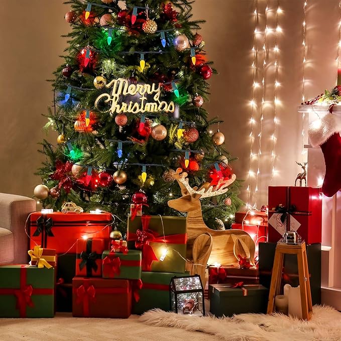 Brightever C3 Battery Operated Christmas Lights, 35FT 100 LED Battery Christmas Lights with Timer & 8 Lighting Modes, Waterproof Strawberry Xmas Tree Light for Indoor Outdoor Decor, Multicolor, 1-Pack