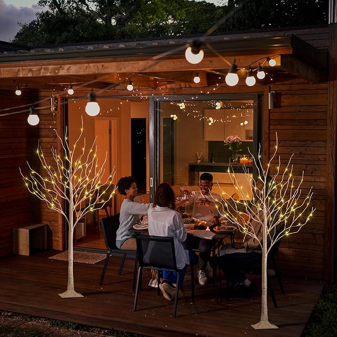 LIGHTSHARE 6 Feet 72L LED Birch Tree Lights, Pack of 2, Warm White, for Holiday Party and Christmas Decoration, Indoor and Outdoor Use