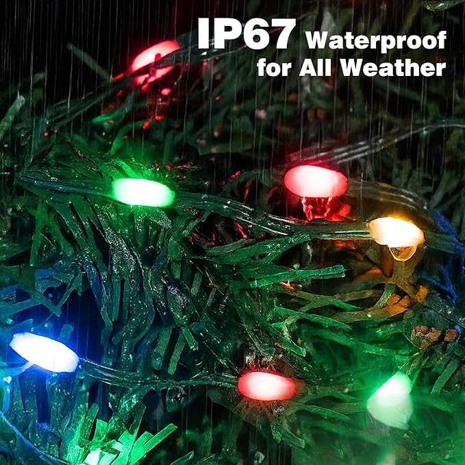 Christmas Lights 400 LED 131 FT, IP67 Waterproof Christmastree Lights with 8 Modes, Remote Control 3 Timers & Memory Function Xmas Decorations for House and Holiday (Multicolor)