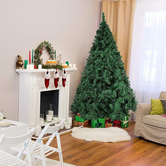 8ft Artificial PVC Christmas Tree with 1500 Tips & Metal Stand Gorgeous Faux-Pine Xmas Tree Seasonal Holiday Decoration for Home,Office and Party