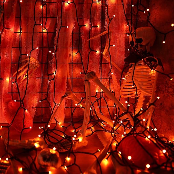 Toodour Halloween Orange Lights, 131ft 350 LED Plug in String Lights with 8 Modes and Timer, Connectable, Waterproof Halloween Outdoor Lights for Home, Party, Garden,Holiday Decorations
