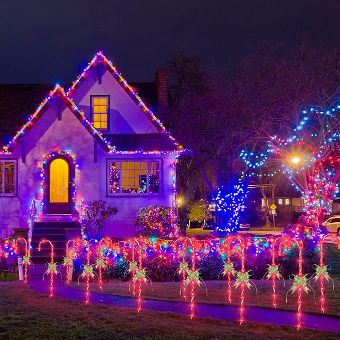 35" Candy Cane Lights - 12 Pack 8 Modes,30V LED Candy Cane Lights Christmas Decor, Outdoor Christmas Decorations for Yard, Lawn, Garden and Pathway