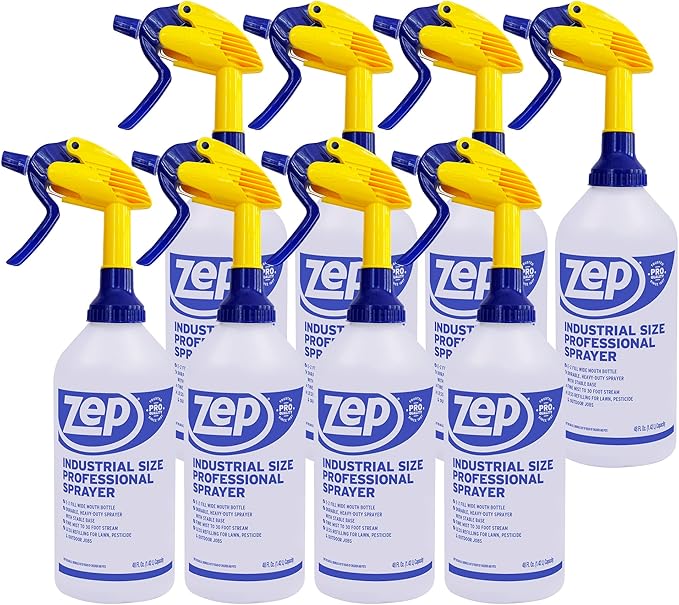 Zep Industrial Sprayer Bottle - 48 Ounces (Case of 8) C32810 - Up to 30 Foot Spray, Adjustable Nozzle