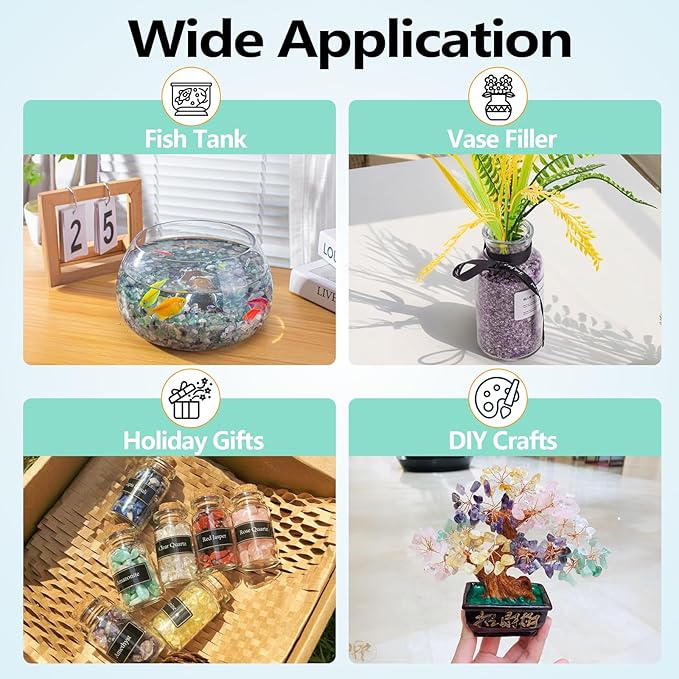 0.88 Lb Red Crystal Chips Stone Crushed Quartz Glass, Small Decorative Pebbles Bulk Tumbled Stones Polished Rocks Pieces for Crafts, Vases Filler, Succulent Plants, Aquarium Gravel Rocks