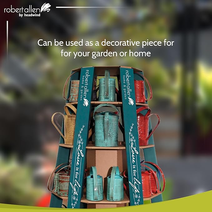 Headwind Willow Cayenne Red 0.5 Gallon Galvanized Decorative Metal Garden Watering Can for Indoor & Outdoor Plant Care – Vintage Gardening Plant Watering Can by Robert Allen