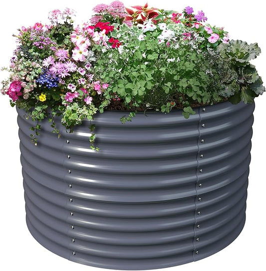 Olle 32" Tall, Metal Raised Garden Bed,Garden Beds Outdoor for Vegetables, Backyard Garden Kit, Raised Planter Box, Midnight Grey