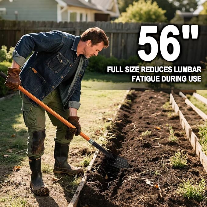 VNIMTI Trench Shovel for Digging, 4-Inch Trenching Shovel with Fiberglass Handle, 56 Inches