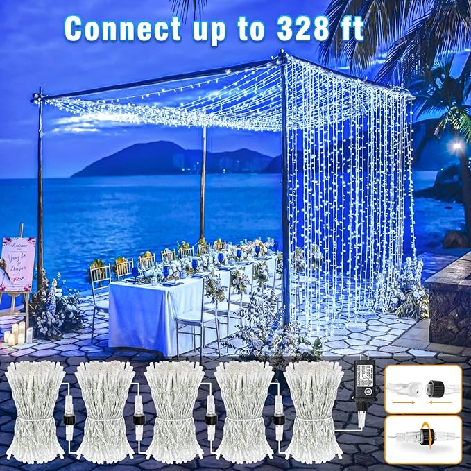 66FT 200 LED Christmas Lights Outdoor, Plug in Christmas String Lights Indoor, Waterproof & 8 Modes & Timer Function, Connectable Fairy Twinkle Light for Bedroom Classroom Wedding Party Decor, Blue