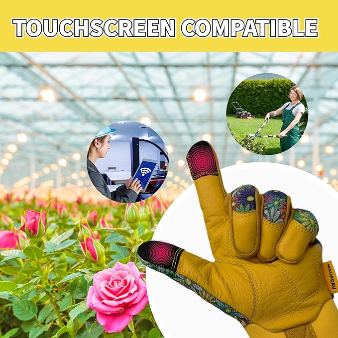 Thorn Proof&Puncture Resistant Gardening Gloves with Grip,Garden Glove for Women, Leather Yard Work Gifts
