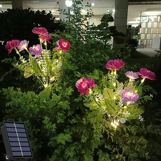 Garden Solar Lights Flowers, Automatic Lighting at Night, Waterproof Garden Decor for Yard Patio Pathway Lawn, Gardening Gifts for Women, Christmas Decoration, 7 Flowers (Snow Lotus - Red, 1)