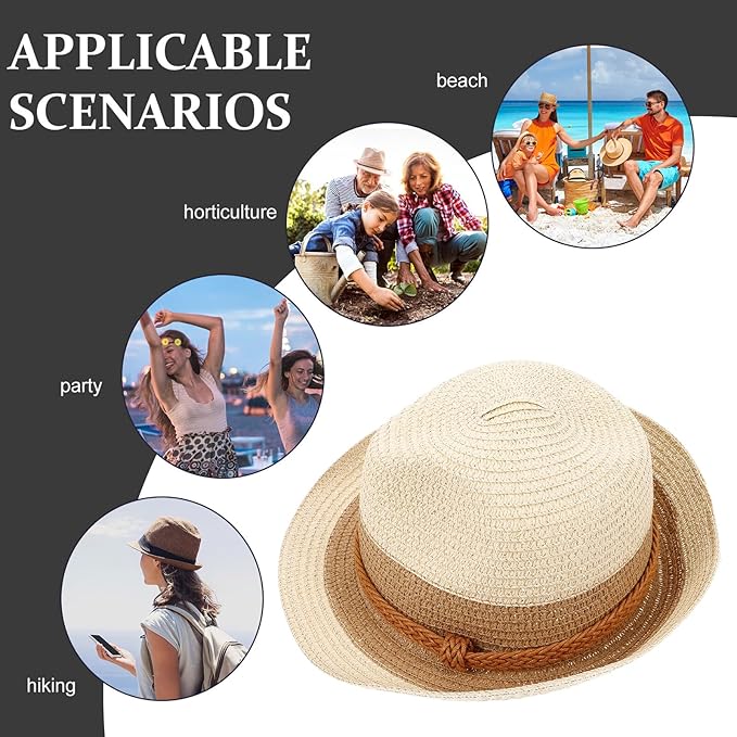 Uonlytech Breathable Lightweight Straw Sun Hat for Women Summer Beach Vacation Wide Brim Cap for Sun Protection Stylish Outdoor Garden and Travel Accessory Beige