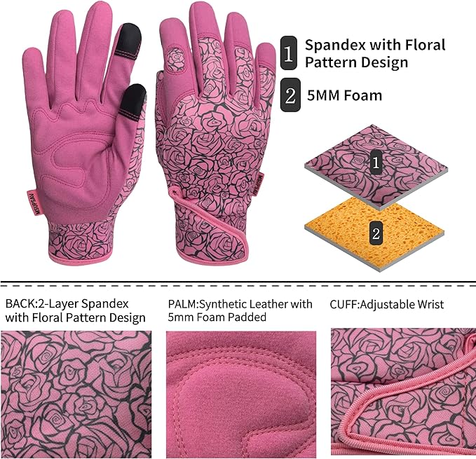 Thorn Proof&Puncture Resistant Gardening Gloves with Grip,Garden Glove for Women, Leather Yard Work Gifts