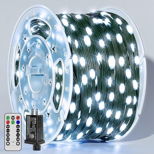 Christmas Lights 1200 LED 394 FT, Waterproof Outdoor String Lights with Remote and Timer, Christmas Tree Lights with 8 Modes Dimmable, Fairy Lights for Holiday Decor (Cool White)