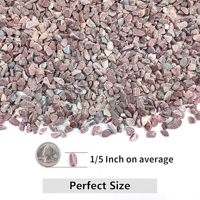 5LB Succulent and Cactus Gravel Pebbles, 1/5 Inch Natural Decorative Polished Stones, River Rocks for Vases Gardening Indoor and Outdoor Decorative Rocks, Red