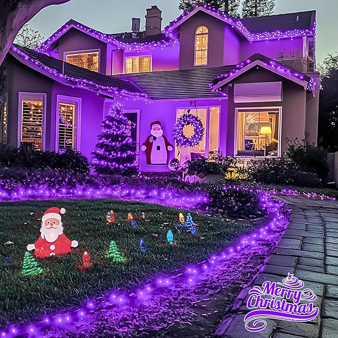 JMEXSUSS 200 LED 66ft Purple Halloween Lights, Connectable Halloween String Lights Plug in, 8 Modes Outdoor Christmas Tree Light for Patio Party Indoor Christmas Ceiling Room Decor